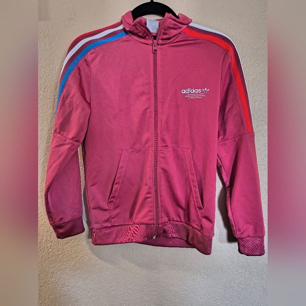 Adidas Girls Sz M Pinkish Maroon Colored Track Jacket